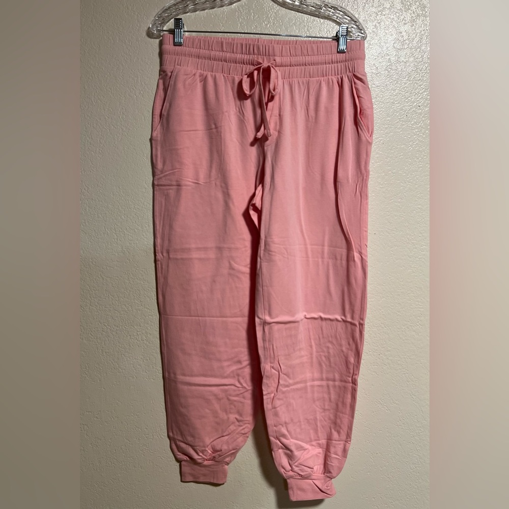 Anybody Women's Pants Sz S Textured Knit Jersey Jogger w/ Tie Pink
